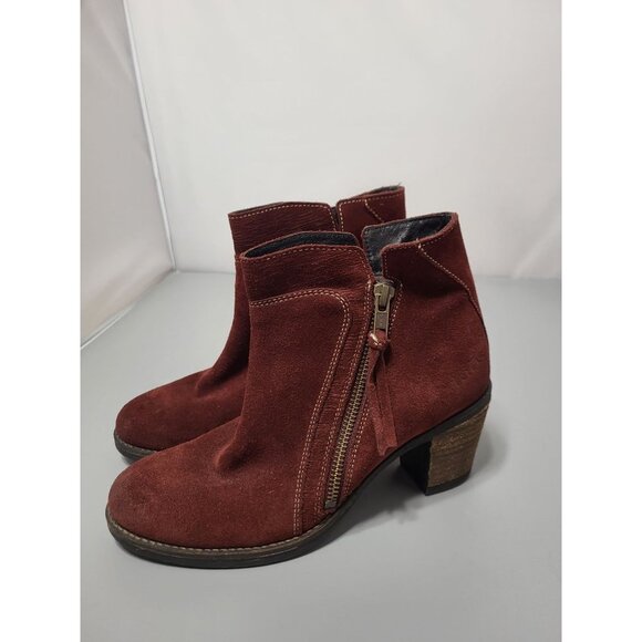 Taos Dillie Wine Suede Exposed Zipper Booties Ankle Boots EU 36 (US size 5-5.5) - Picture 4 of 7